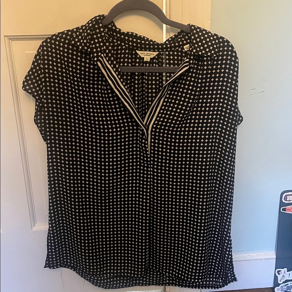 Max Studio Black and White Polka Dot Blouse